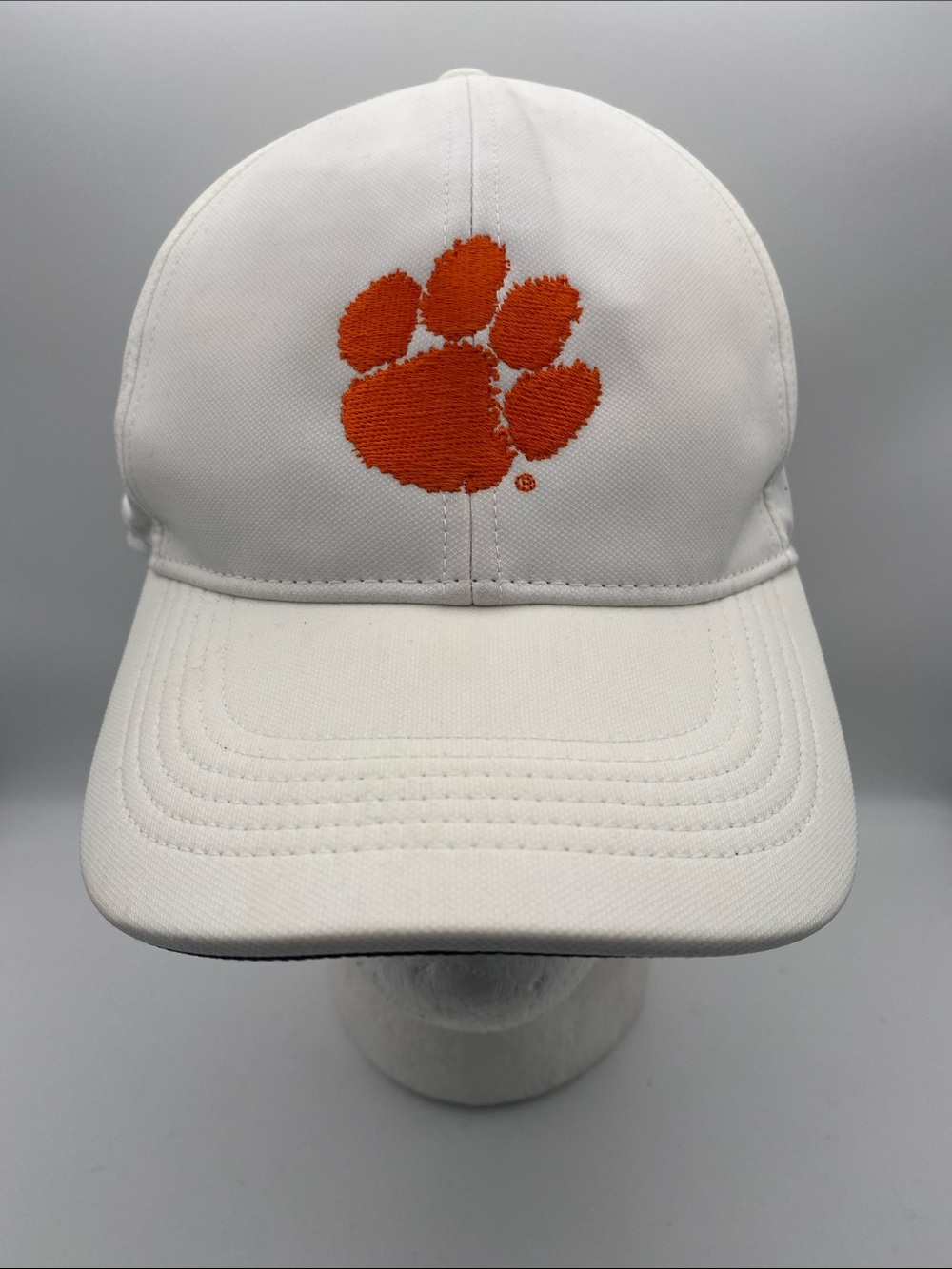 Nike Clemson Tigers White Adj Adult Baseball Cap with Orange Paw Logo